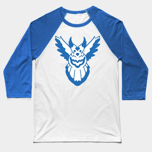 Flying Owl-Blue Baseball T-Shirt by SoraLorr